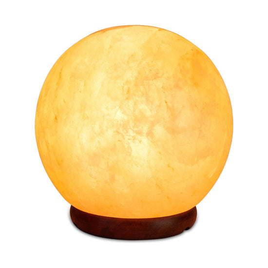 12V 12W 5" Ball Himalayan Pink Salt Lamp Carved Rock Crystal Light Bulb On/Off