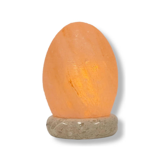 USB Himalayan Salt Lamp - Egg Cone Carved Shape Pink Crystal Rock LED Light