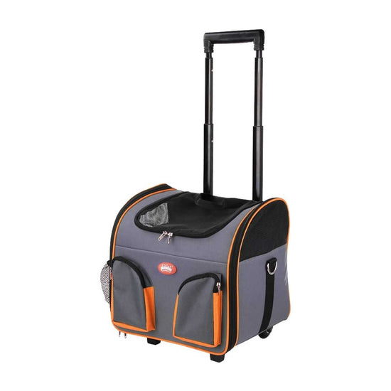 Pet Trolley Dog Cat Puppy Travel Wheeled Cart Portable Foldable Carrier Orange