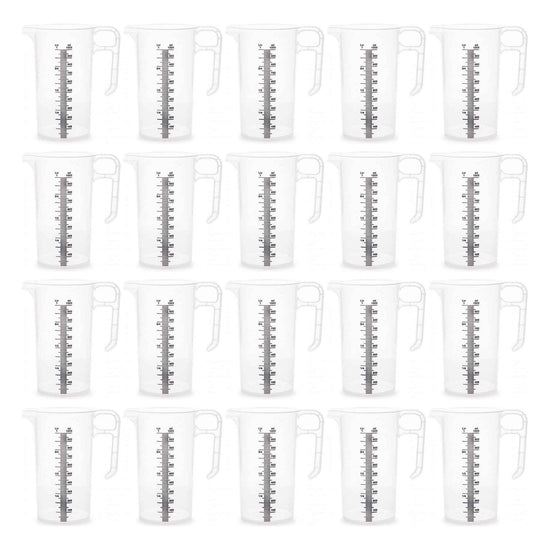 20x 1L Measuring Jug Heavy Duty Clear Plastic Propylene Food Grade BPA 5 Pro-Jug