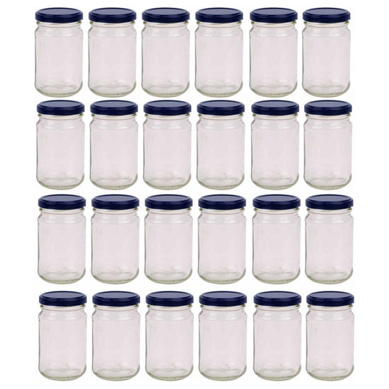 24x 375ml Flint Glass Jars + Twist Lids - Round Food Storage Preserving Jar