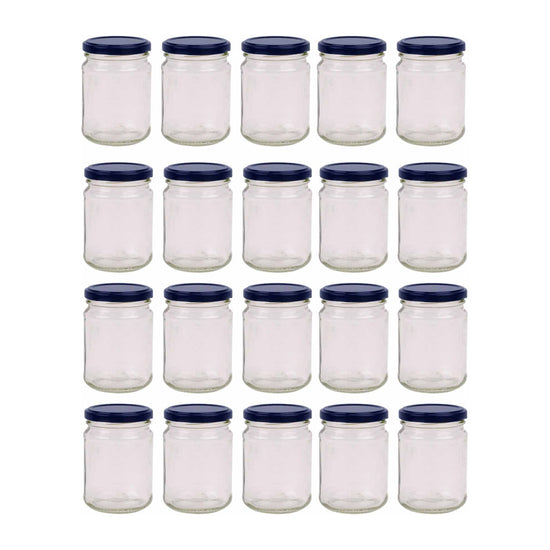 20x 150ml Flint Glass Jars + Twist Finish - Lids Round Food Storage Small Spices