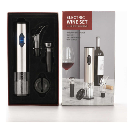 Electric Wine Bottle Opener Set - Automatic Corkscrew Pourer Pump Sealer Cutter