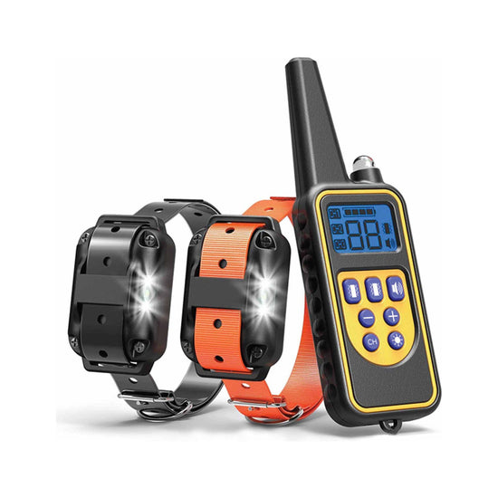 Dog Bark Collars - 2x 800m Range Recievers Vibration Sound Light Training Device