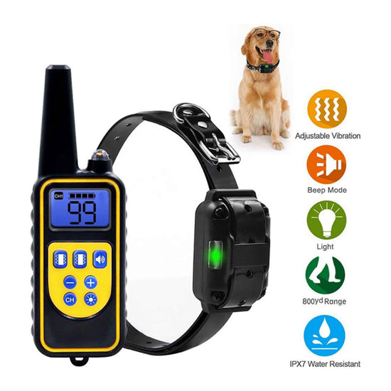 Dog Bark Collars - 2x 800m Range Recievers Vibration Sound Light Training Device