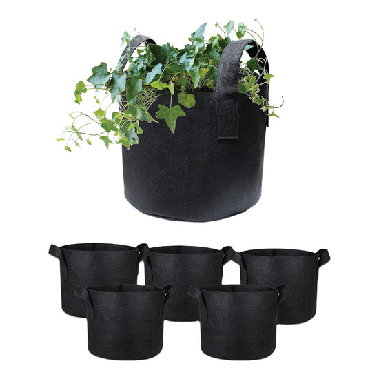 6 Pck 10 Gallon Fabric Flower Pots 38L Garden Planter Bags Black Felt Root Pouch