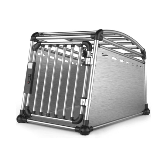 Aluminium Dog Travel Crate 56x65x77cm - Medium Pet Car Transport Cage Kennel Box