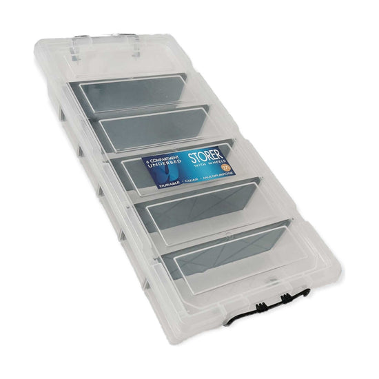 Under Bed 6 Compartment Storer with Wheels 27L Container Tub Storage Unit
