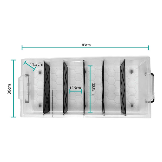 Under Bed 6 Compartment Storer with Wheels 27L Container Tub Storage Unit