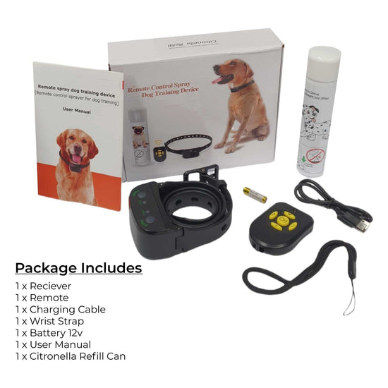 Dog Bark Collar - Automatic + Remote Citronella Rechargeable Mist Spray Training