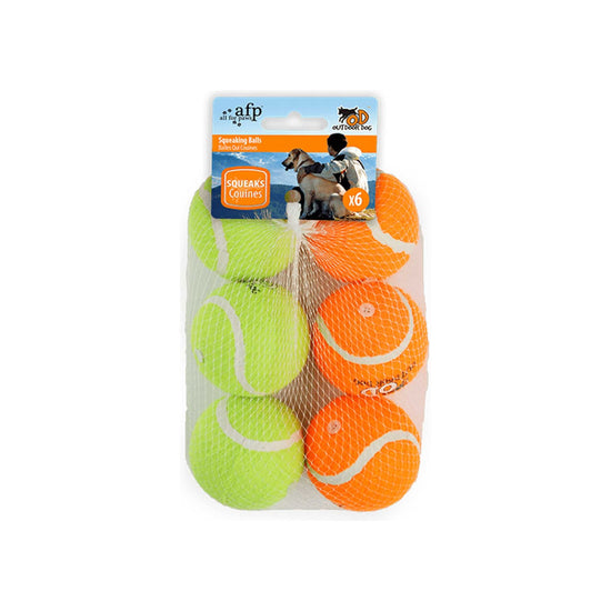 6 Pack Squeaking Tennis Ball - 6.5cm Squeaky Dog Puppy Play Fetch Outdoor Toy