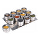 12 Magnetic Spice Jar Tins and Steel Plate - 150g Seasoning Storage Containers