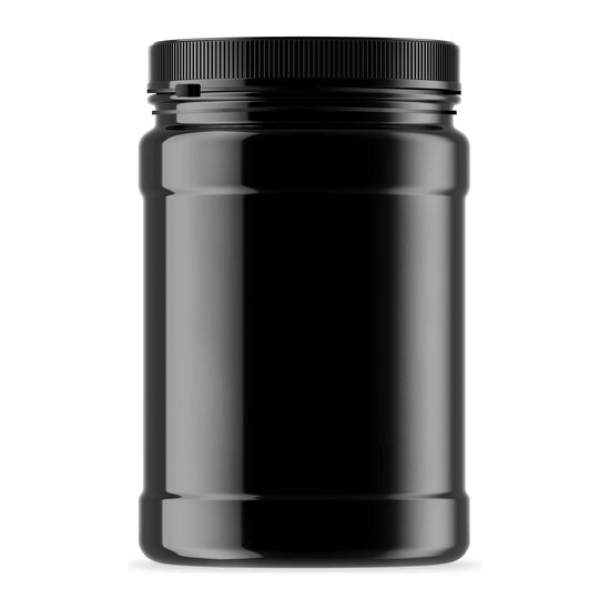 10x 2.5L Wide Mouth Plastic Jars and Lids Black - Empty Protein and Powder Tubs