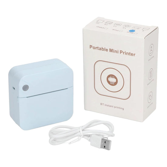 Portable Mini Printer Blue - Inkless Bluetooth Phone Pocket Thermal Printing