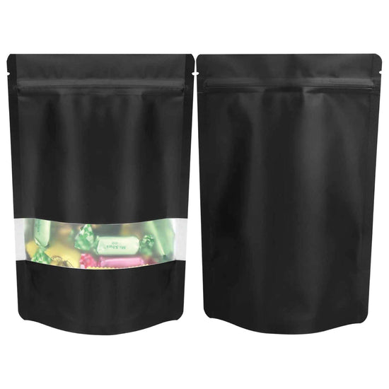 100 Resealable Stand Up Bags 21x17cm - Black Food Packaging Zip Pouch