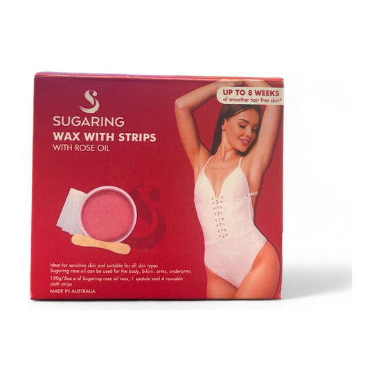 150g Sugaring Wax with Rose Oil - Reusable Strips - Home Hair Removal Kit