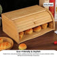 Kitchee 40cm Bamboo Bread Box - Storage Bin Keeper Kitchen Counter Container