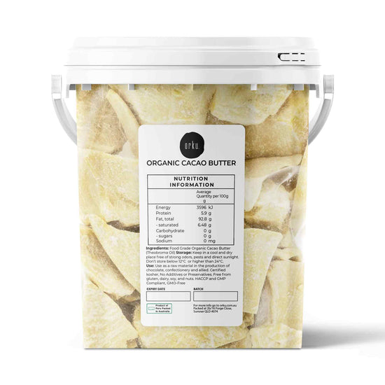 600g Organic Cacao Butter Bucket - Cold Pressed Raw Natural Food Grade Blocks
