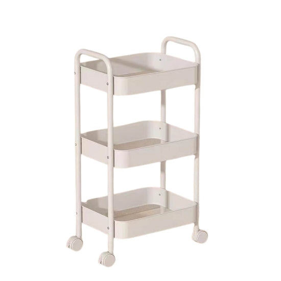 Kitchee 3-Tier Kitchen Storage Cart Trolley with Wheels - Shelf Organiser WHITE