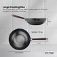 Kitchee 32cm Carbon Steel Wok Set Flat Bottom with Wood Lid + Spatula - Induction Ready