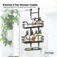 Kitchee 3 Tier Shower Caddy Over Door Bathroom Hanging Shelf Storage Rack Black