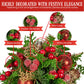 Christabelle 33cm Christmas Bouquet Pre-Decorated Holiday Floral Arrangement with Berries, Baubles & Pine Cones Festive Tabletop Centrepiece Decoration
