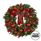 Christabelle 71cm Christmas Wreath Lush Green Holiday Door Wreath with Red Berries, Baubles & Pine Cones Pre-Decorated Festive Wall or Front Door Decoration