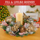 Christabelle 26cm Christmas Centrepiece Lush Green Holiday w/Jewelled Baubles, Foliage, Flowers, Pine Cones, Ribbon