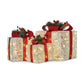 Swishmas 3 Piece Christmas Present Display Set With Lights & Red Bows