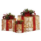 Swishmas Set Of 3 Christmas Gift Boxes With Lights - Champagne With Red Bows