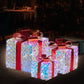 Swishmas Set of 3 Christmas Gift Boxes With Lights - Clear Shimmer With Red Bows