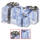 Swishmas Set Of 3 Christmas Gift Boxes With Lights With Jewelled Wire And Silver Bows