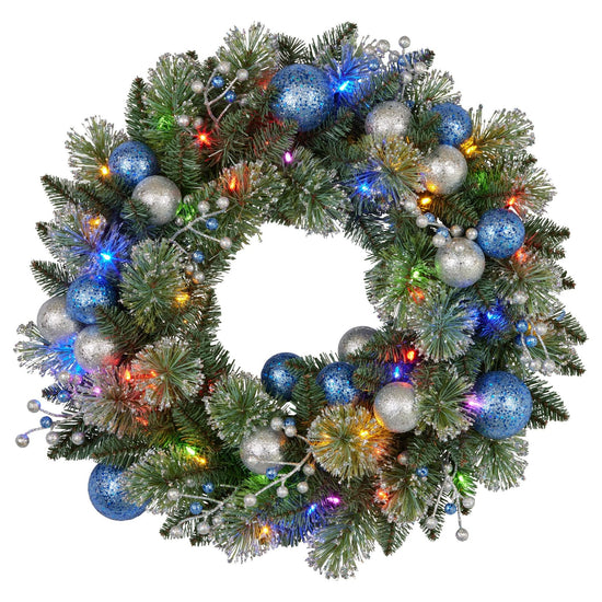 Swishmas 61cm Blue Collection Multicolour Pre-Lit Christmas Wreath