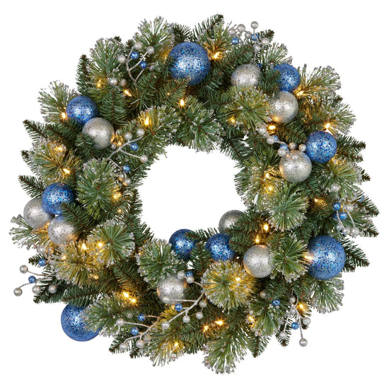 Swishmas 61cm Blue Collection Multicolour Pre-Lit Christmas Wreath