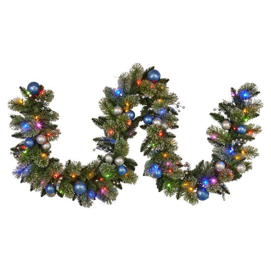 Swishmas 274cm Blue Collection Multicolour Pre-Lit Christmas Garland