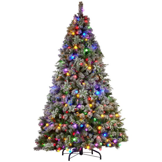 Swishmas Snowy Crown Pine 2.3m Multicolour Pre-Lit Christmas Tree with 1453 Tips