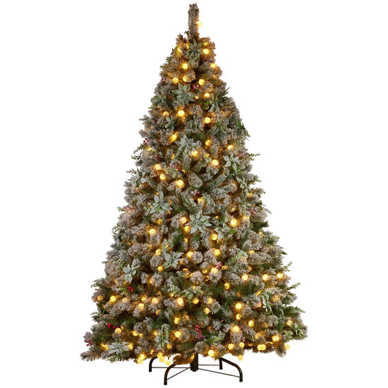 Swishmas Snowy Crown Pine 2.7m Multicolour Pre-Lit Christmas Tree with 2429 Tips