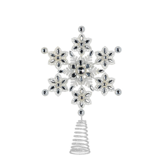 Christabelle Snowflake Christmas Tree Topper Beaded Decoration Ornament Xmas