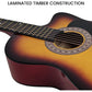 Karrera 38in Acoustic Guitar Steel Strings Carry Bag Shoulder Strap Sun Burst