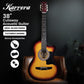 Karrera 38in Acoustic Guitar Steel Strings Carry Bag Shoulder Strap Sun Burst