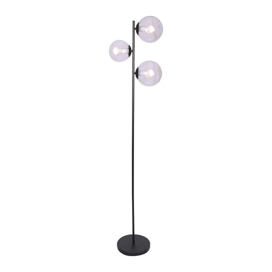 Sarantino 3-Light Black Metal Floor Lamp