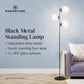 Sarantino 3-Light Black Metal Floor Lamp