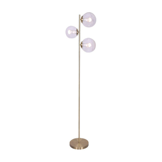 Sarantino 3-Light Gold Metal Floor Lamp with Glass Shades