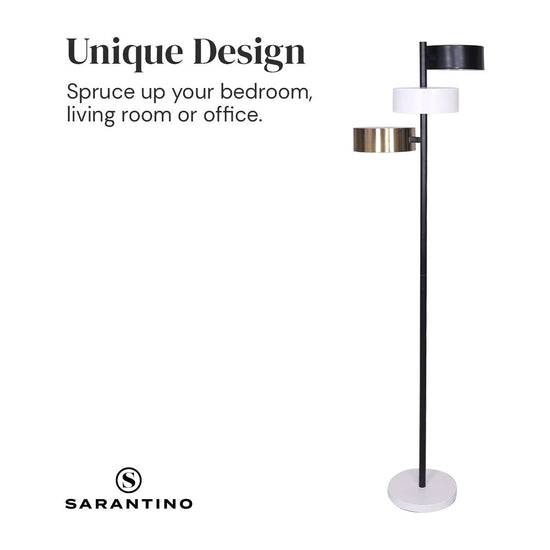 Sarantino Metal Floor Lamp with 3 Swirl Shades