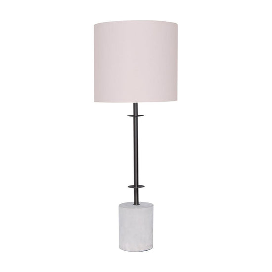 Sarantino Concrete & Metal Table Lamp with Off-White Linen Shade