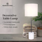 Sarantino Concrete & Metal Table Lamp with Off-White Linen Shade