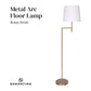 Sarantino Metal Floor Lamp in Antique Brass Finish with Cream Linen Fabric Shade