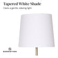 Sarantino Metal Floor Lamp in Antique Brass Finish with Cream Linen Fabric Shade