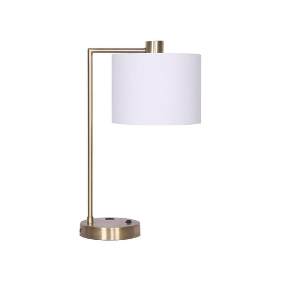 Sarantino Metal Task Lamp with USB Charging Port Antique Brass Finish