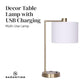 Sarantino Metal Task Lamp with USB Charging Port Antique Brass Finish